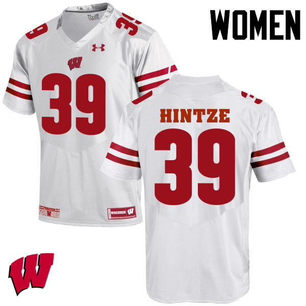 Wisconsin Badgers Women's #39 Zach Hintze NCAA Under Armour Authentic White College Stitched Football Jersey JC40H60ZJ